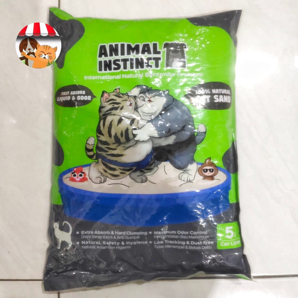 Pasir Kucing Gumpal Wangi 5 Litter Murah - Pasir Animal Instinct 5L
