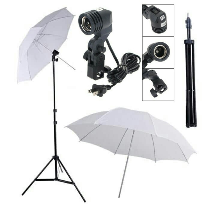 Paket Lightstand PRO LS303 + Lamp Holder + Payung Putih 33inch (83cm)