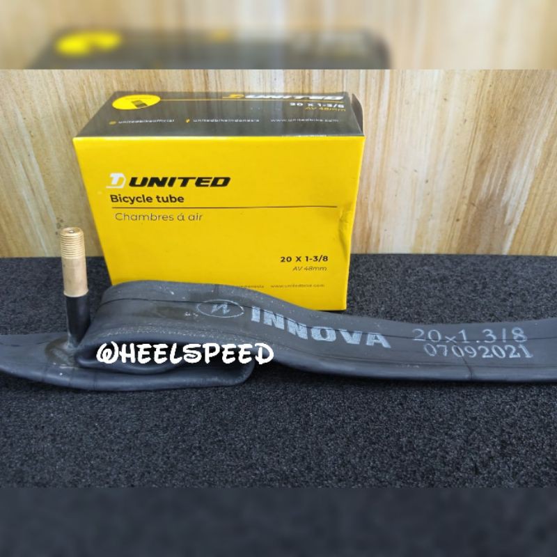 BAN DALAM UNITED 20X1.3/8 AV PENTIL PANJANG 48MM | BAN DALAM SEPEDA 20