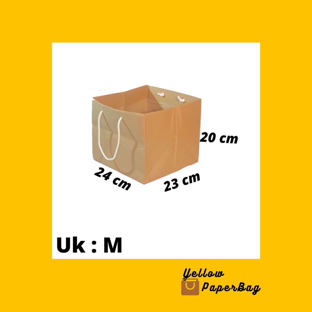 

Paper Bag Coklat Polos // Tas Kertas Coklat Polos Ukuran Size: M (24X23X20 cm), 1 Lusin = 12 Pcs