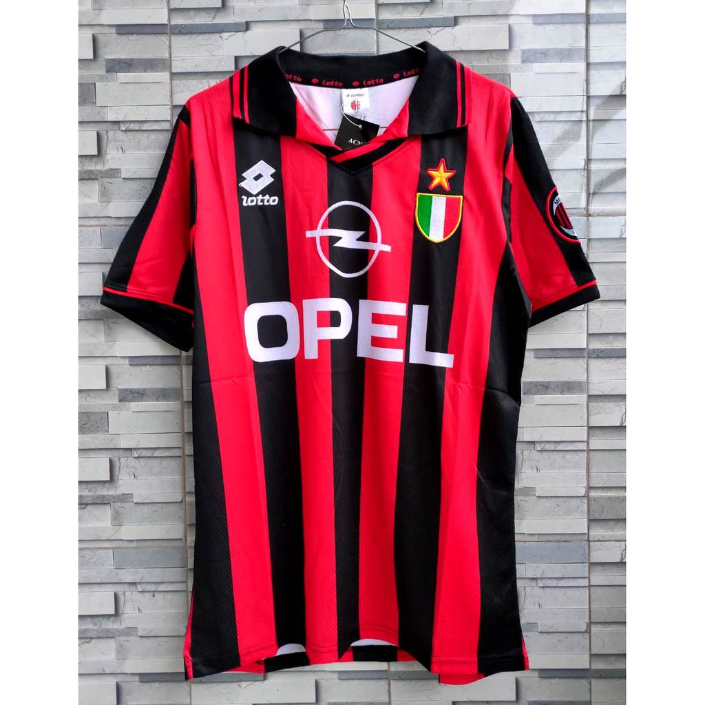 HQ RETRO JERSEY BOLA MILANN HOME OPEL 1994-1995 GO HIGH QUALITY IMPORT