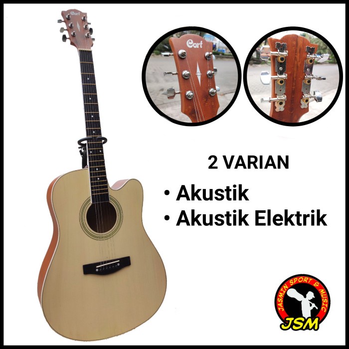 MURAH GITAR AKUSTIK ELEKTRIK CORT WARNA DOFF - Hitam Akustik, Paket A