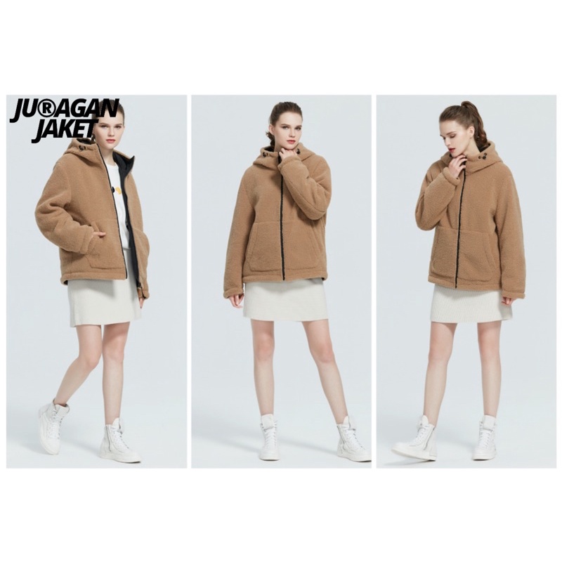 Jaket Pria Wanita Sherpa Bulu Fluffy Musim Dingin