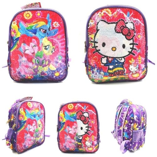 Tas ransel anak perempuan sekolah SD usap manik 2 warna full printing Anak Kekinian / Tas Fashion Anak / Tas Ransel Usap