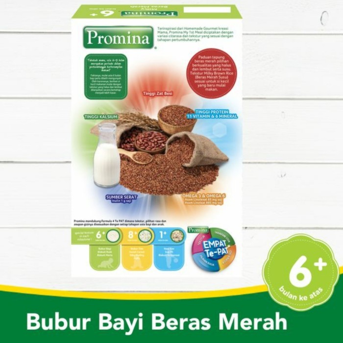 PROMINA Bubur Susu Bayi 6m+ 120gr Beras Merah Kacang Hijau MPASI