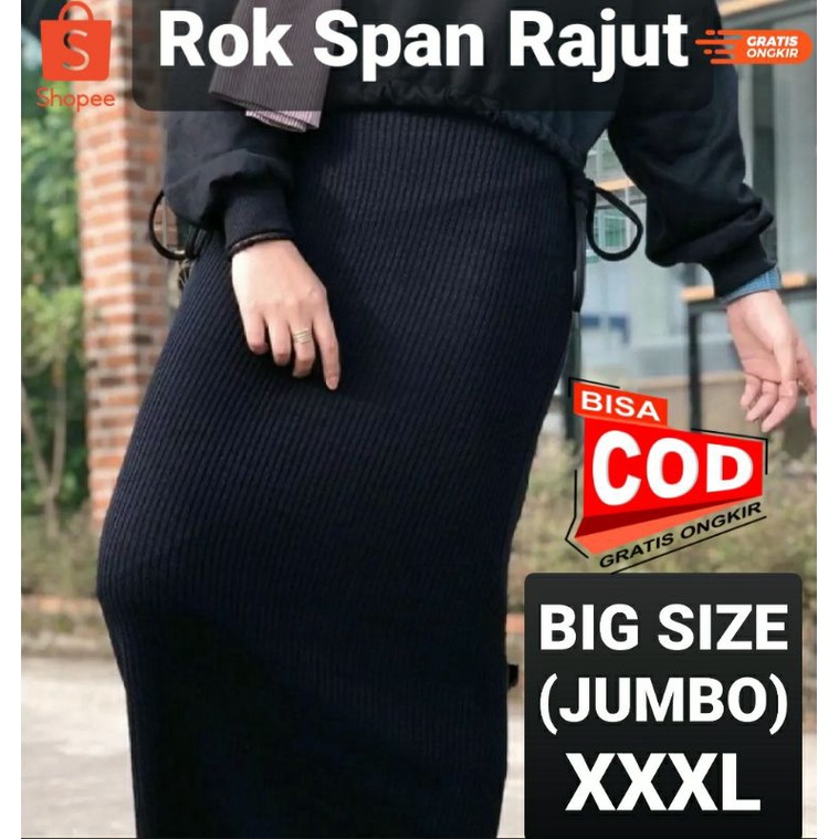 PROMO ROK SPAN RAJUT PREMIUM BIG SIZE JUMBO L XL XXL XXXL ROK SPAN RAJUT KNIT PANJANG ROK SPAN PREMIUM TEBAL