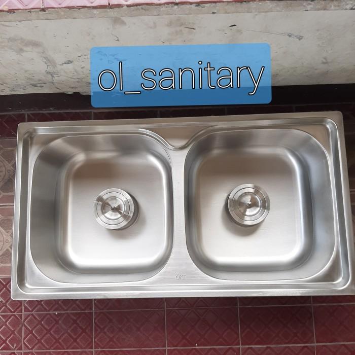 Virjia | Bak Cuci Piring Tebal 2 Lobang Stainless/ Rak Cuci Piring 2Lobang Bcp