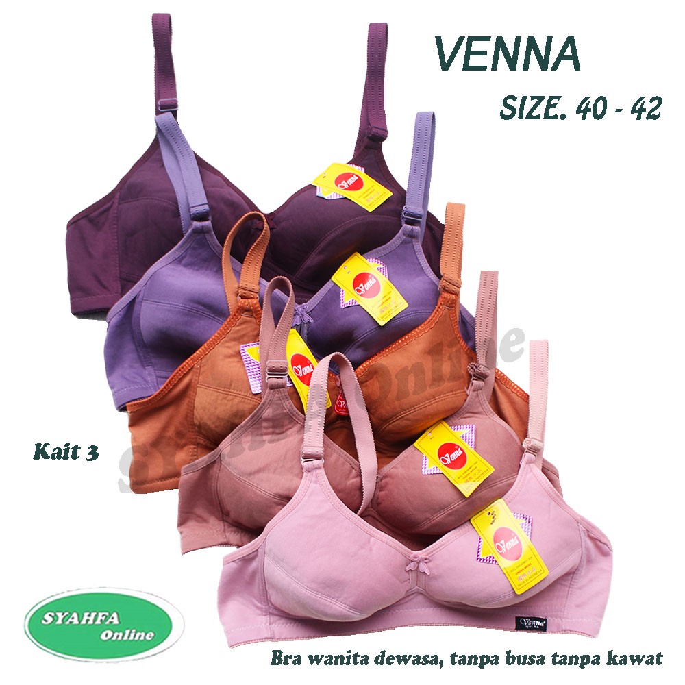 BH Venna Kait 3 - Bra Jumbo / BH Sport Wanita Dewasa - Kancing / Kait 3 - Random Warna