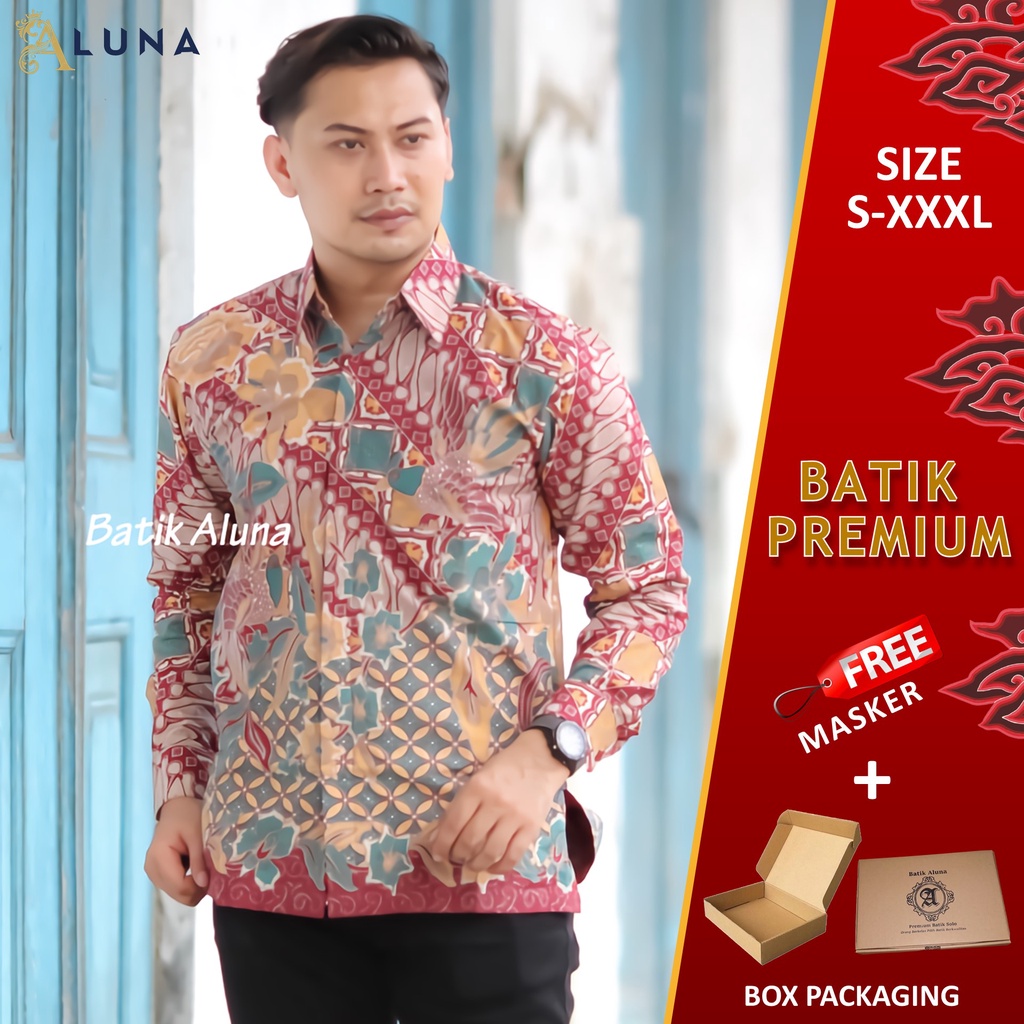 KEMEJA BATIK PRIA PREMIUM LENGAN PANJANG REGULAR BATIK ALUNA PCW 066