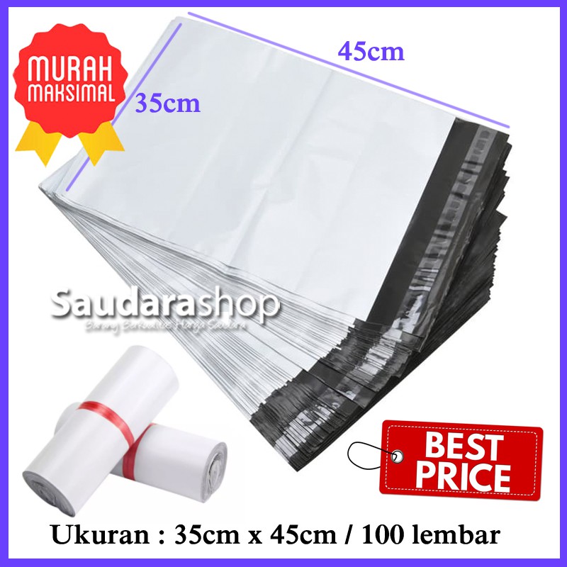 

Polymailer Packing (35cm x 45cm) 100 lembar / Polymailer 35x45 Putih / Polymailer 35x45