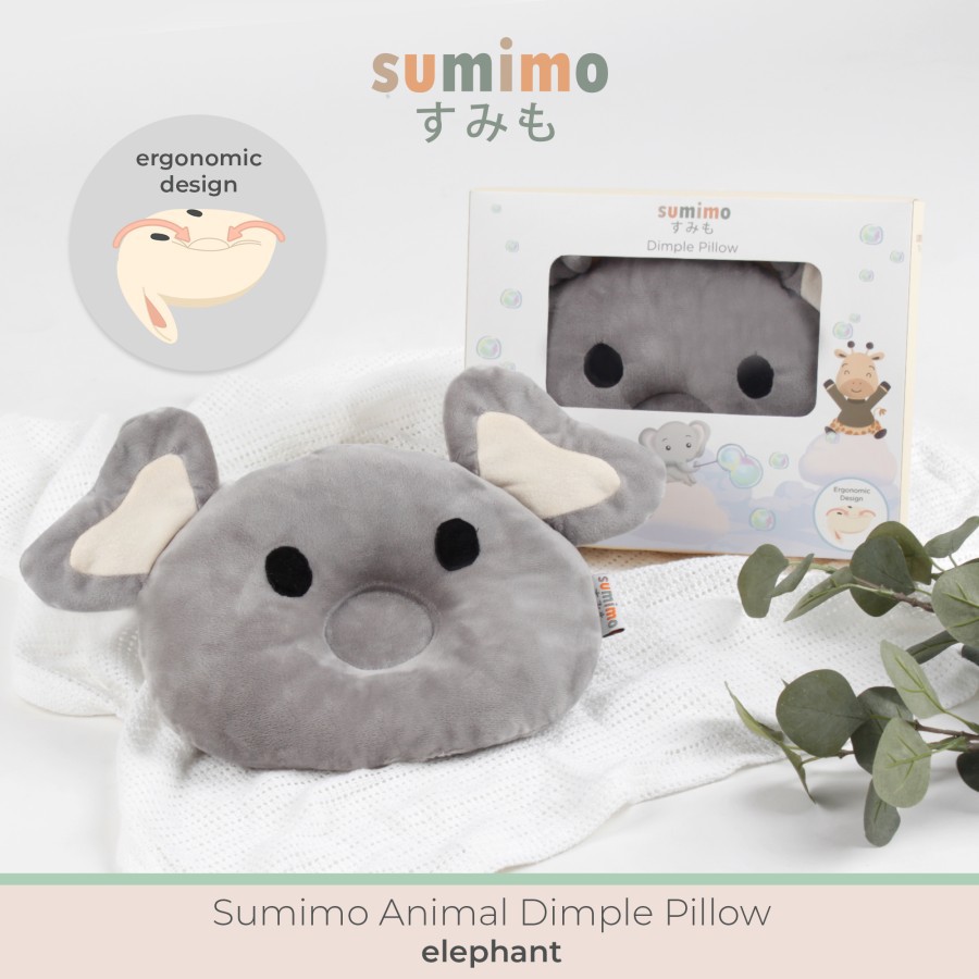 Sumimo Animal Dimple Pillow Ergonomic Bantal Peang / Peyang Super Fluffy / Bantal Bayi Anak