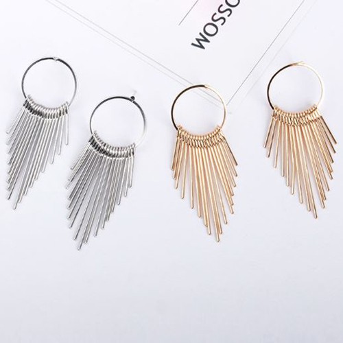 anting fashion circle multilayer tassel earrings (3D3) jan137