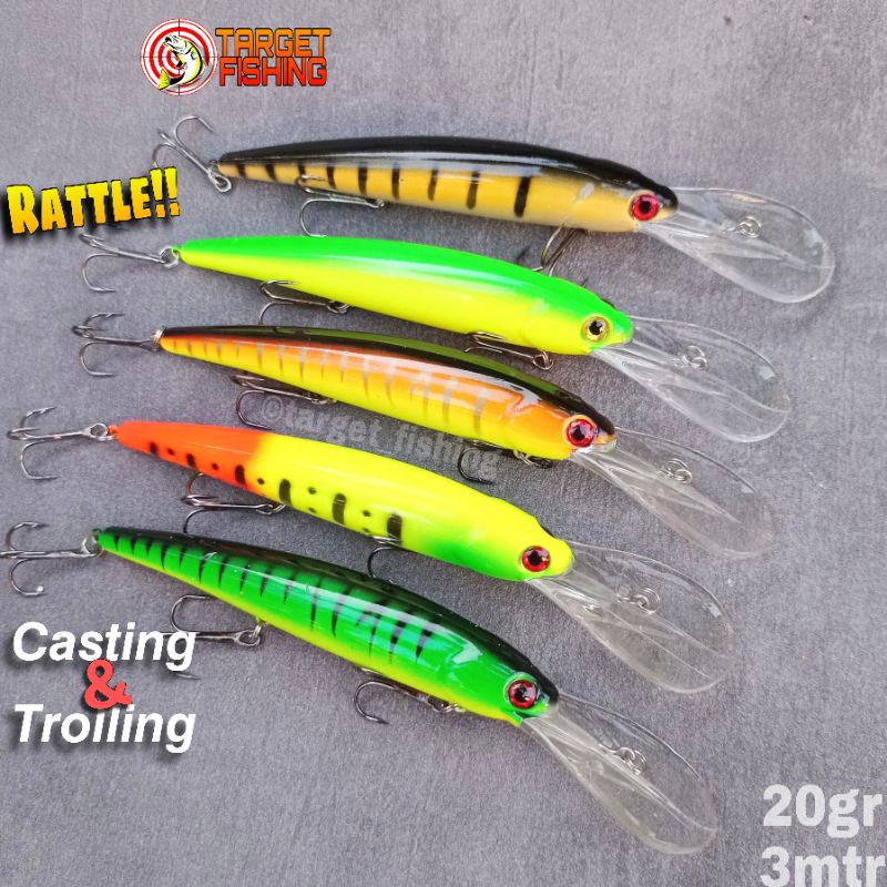 Umpan Trolling Rattle 3meter - Lure Trolling Untuk Muara &amp; Laut 12cm 20gram