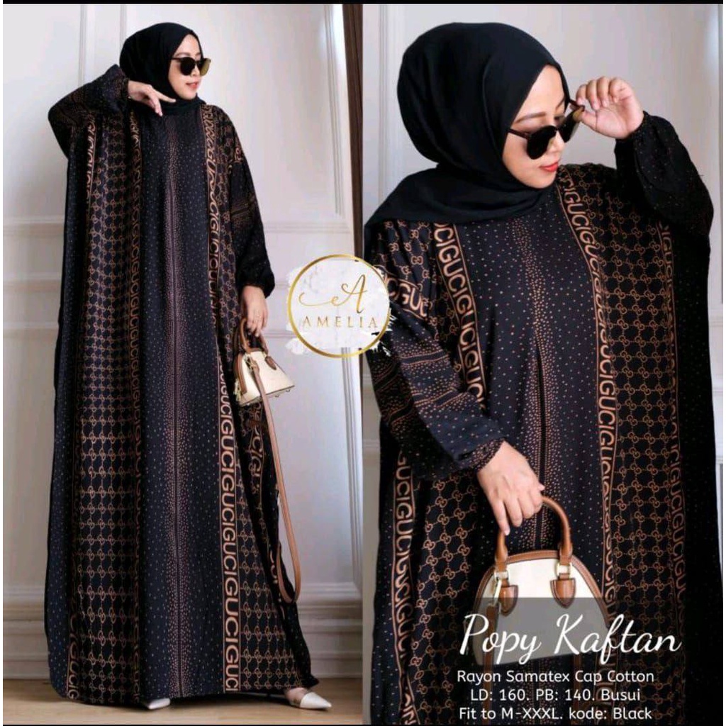 Popy Kaftan Wanita Rayon Premium Kaftan Jumbo Batik Dress Gamis Bigsize LD 160 cm