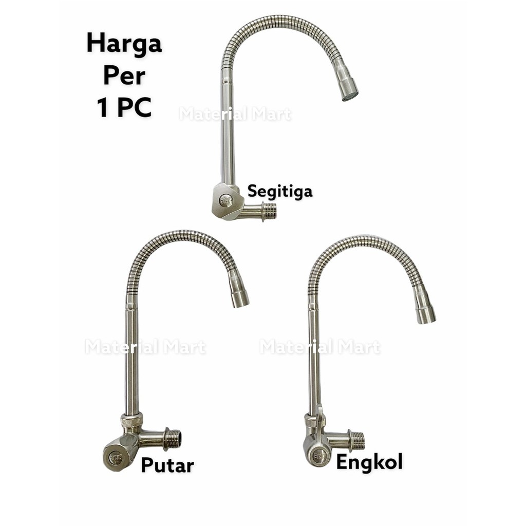 Keran Angsa Fleksibel 1/2 Inch SS | Kran Angsa Stainless ASLI 1/2&quot; | Material Mart