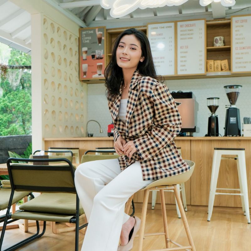 Jieun Blazer Linen Wanita Korea