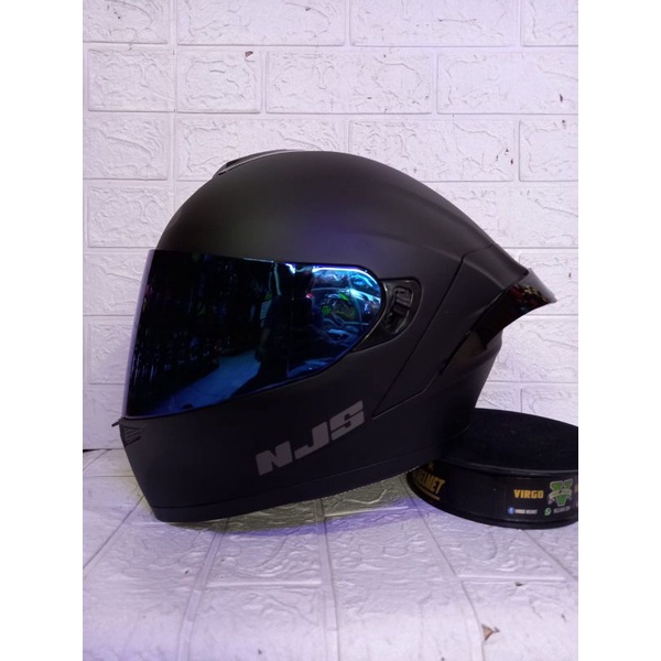 NJS ZX-1 SOLID FLAIN MATT BLACK DOFT PAKET GANTENG VISOR IRIDIUM + SPOILER-1