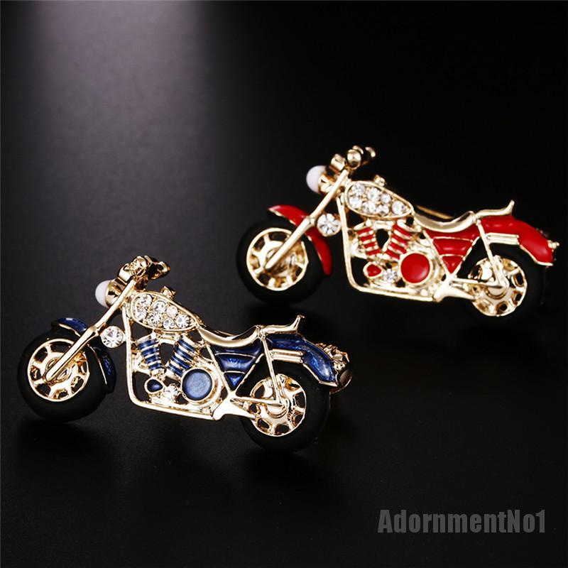 (Adornmentno1) Bros Pin Enamel Desain Motor Hias Kristal Berlian Imitasi