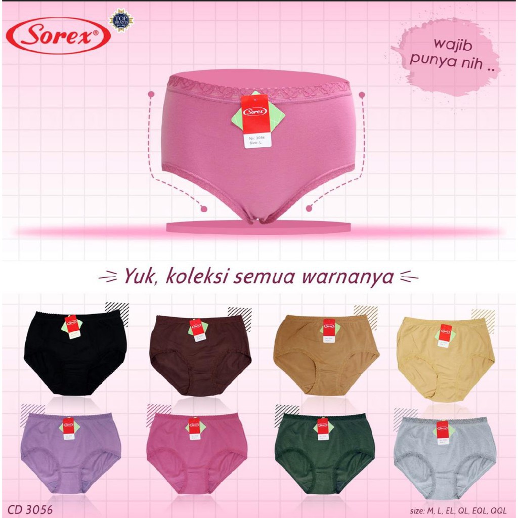 6 Pcs CD Sorex 3056 Renda Wanita Dewasa | Celana Dalam Sorex Perempuan Underwear Pakaian Dalam | Sguna Grosir Setengah Lusinan