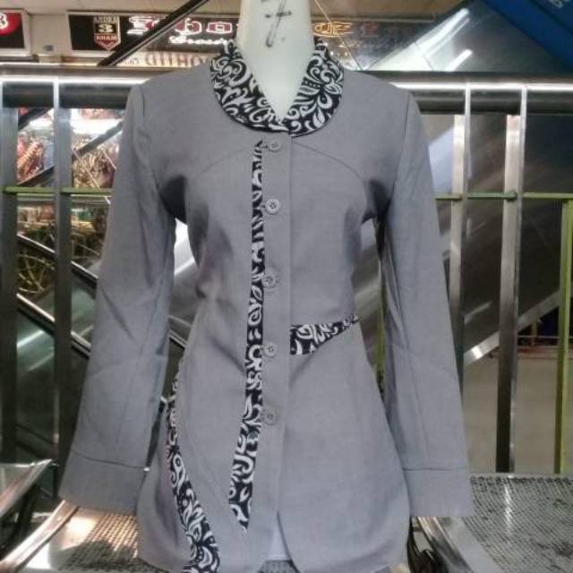 Stelan blazer pns/pemda abu muda batik celana