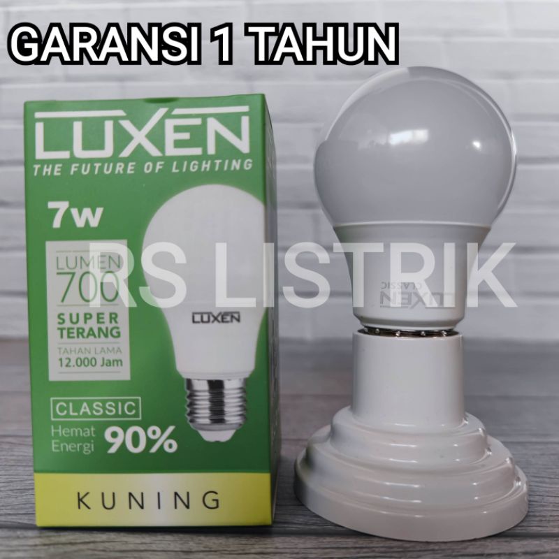 LUXEN LAMPU LED BULB 7W 7 WATT CLASSIC KUNING 3000K WARM WHITE