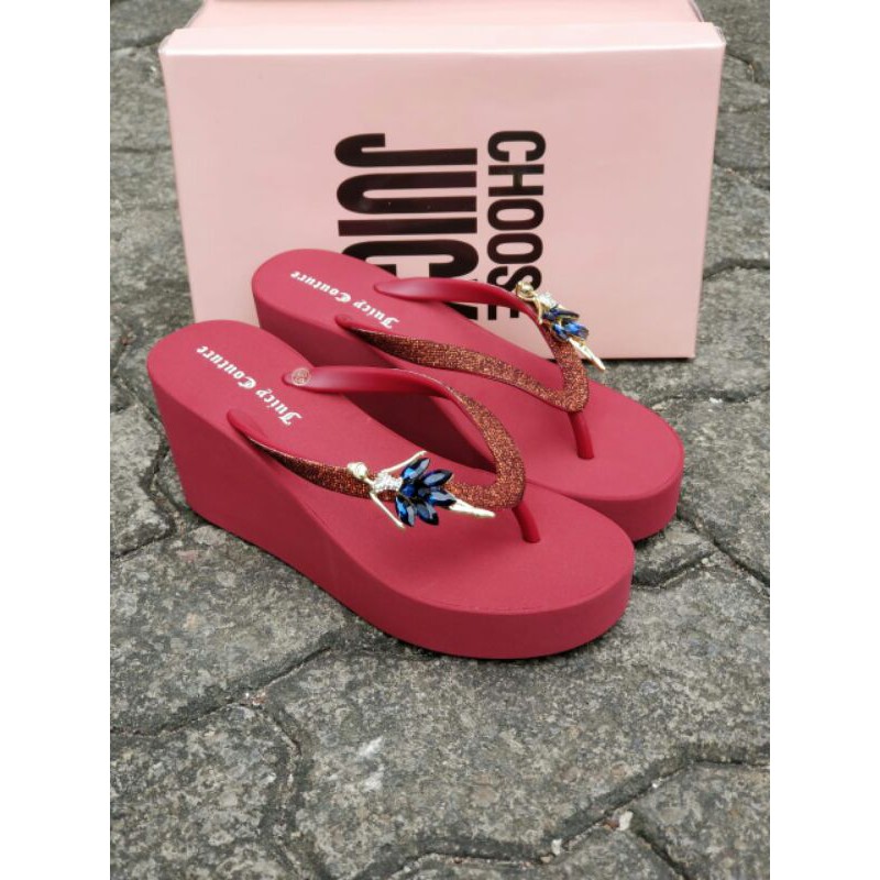 Sandal Jepit JUICY COUTURE WEDGES Balerina Balet / JUICY COUTURE GLITTER BALERINA WEDGES