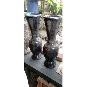 VAS BUNGA MARMER 60CM / VAS BUNGA HITAM / POT BUNGA / VAS