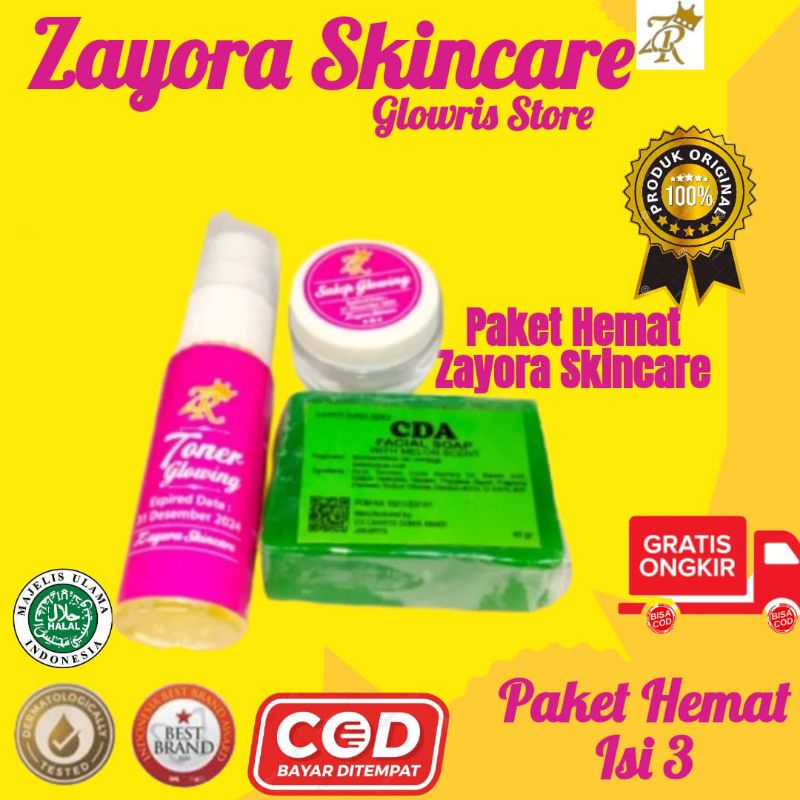 Paket Glowing Zayora Paket Hemat Isi 3 Ampuh Mengglowingkan Wajah