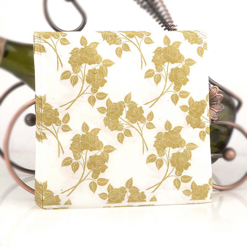 20 Sheets/Pack Gold Leaf Printed Paper Napkins Event &amp; Party Tissue Decoration Serviettes