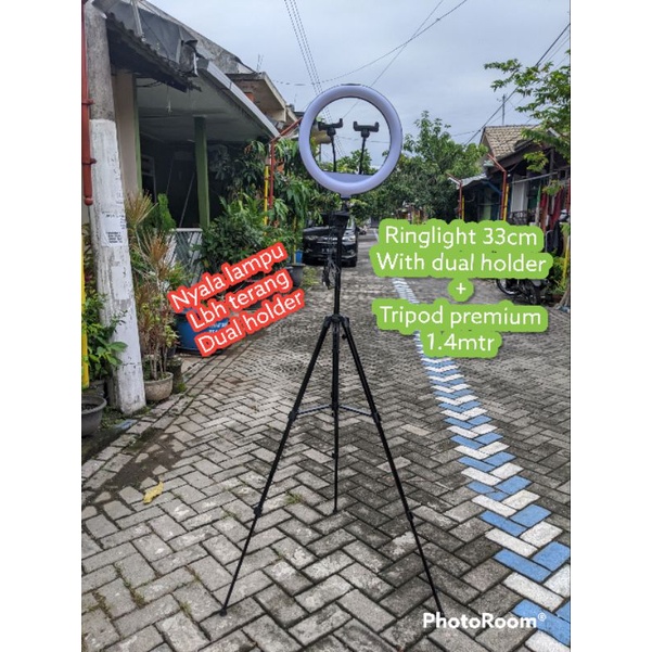 ring light 33cm paket youtuber tripod hp kuat lampu tik tok ring light lebih terang