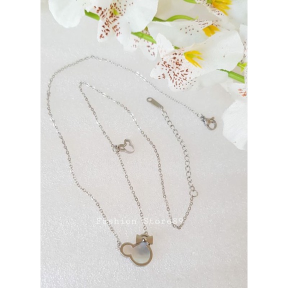 Kalung Mickey Import Titanium Antikarat Silver Rosegold Bestseller