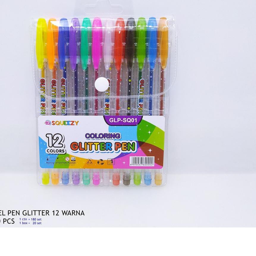 

>COD.E-0313!! Apazada - Gliter Pen 12 Warna / Pen Gliter 12 Warna / Glitter Pen Gel Set 12 Murah Ber