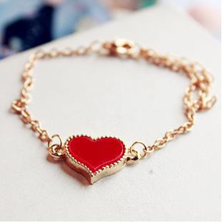 Vintage Peach Heart Love Four-leaf Clover Bracelet Clover Bracelet Q01