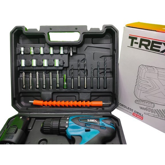 MESIN BOR BATERAI CORDLESS 10MM/Cordless Drill Screwdriver/POWER TOOLS/ Mesin Bor Baterai T-Rex Trex 12 Volt 10mm Cordless Drill Screwdriver