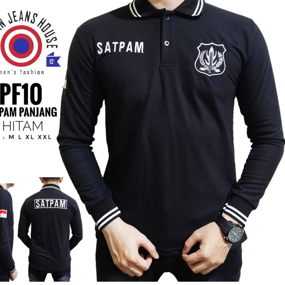 Best KAOS SECURITY LENGAN PANJANG BORDIR , BAJU KERAH SATPAM SECURITY , KAOS POLO PRIA ✓