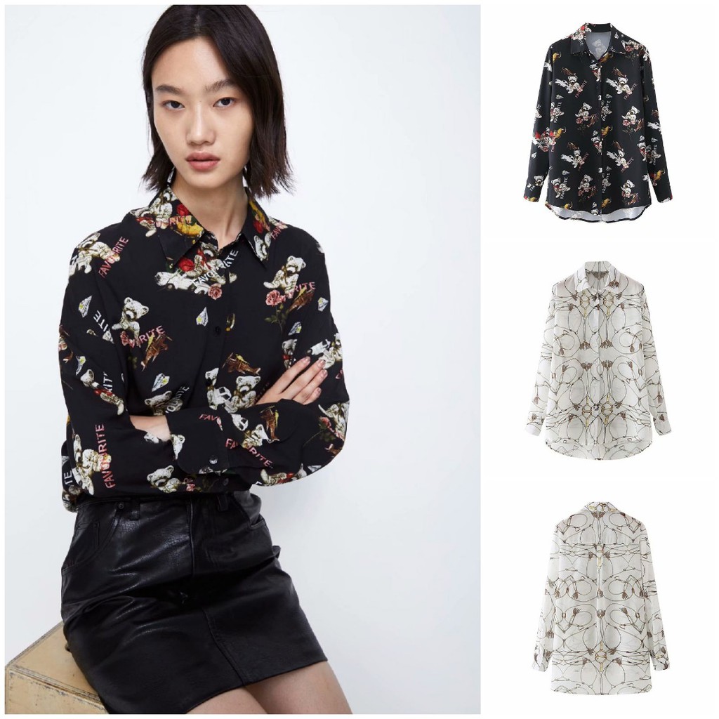 KEMEJA IMPORT WANITA MOTIF ABSTRAK MIX LENGAN PANJANG PREMIUM VEN9348