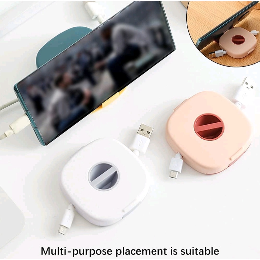 Tempat penyimpan perapih kabel Holder standing handphone Cable earphone chargwr