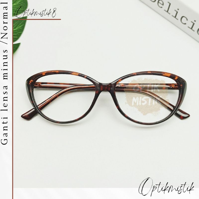 Mj Cat Eye Frame Kacamata Cat eye wanita Leopard Frame cetar kekinian Kacamata Cat eye Leopard Lensa