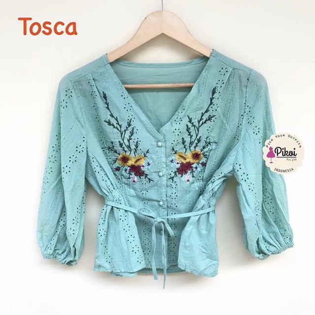 Baju putih bordir / blouse bordir cantik / blouse katun murah / lengan panjang / baju bohemian /2115