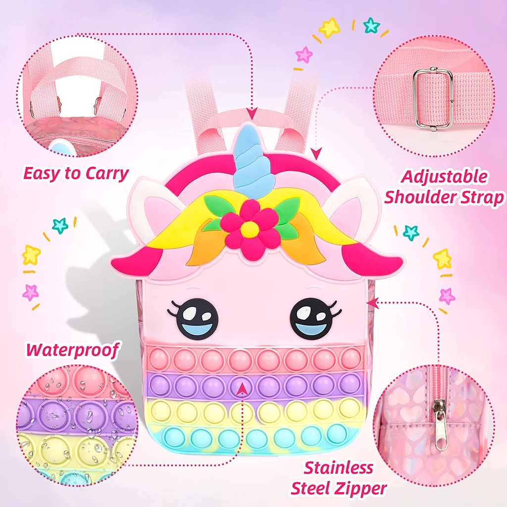 TAS Pop It Unicorn Ransel Anak Perempuan Anak Laki-laki Tas Sekolah Pop Tas Sekolah Anak