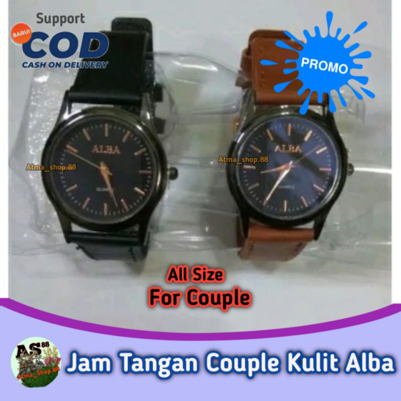 Jam Tangan Couple Wanita Pria Analog Alba Casual Import Kulit Premium Pasangan Anak Remaja Laki-laki Perempuan Grosir Promo Murah bisa Cod Porogapit.Id