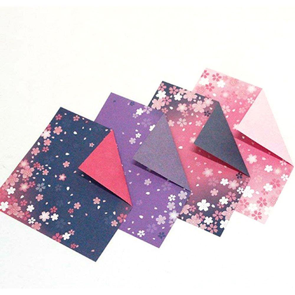 Quinton Origami Paper Colorful Lipat Dua Sisi DIY Decor Anak Handmade Sakura