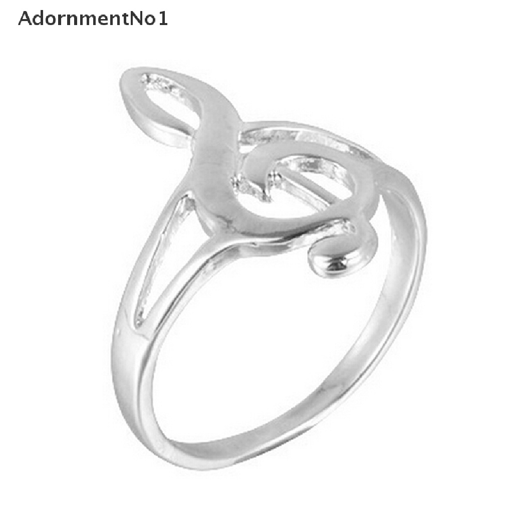 (AdornmentNo1) Cincin Bentuk Not Musik Warna Silver Untuk Wanita