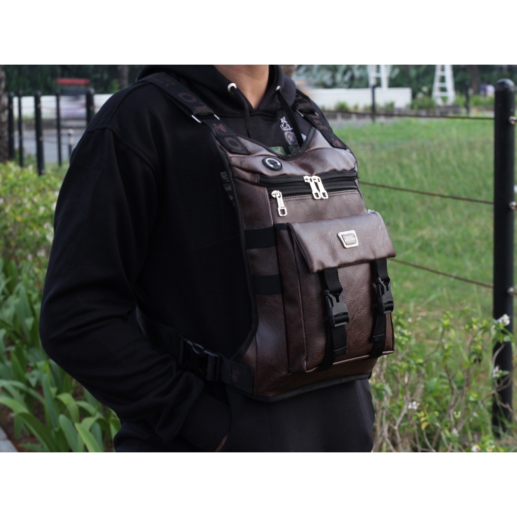 Tas Dada Kulit PU Leather &amp; Nilon Army Tactical Original Polo Amstar Best Quality Polo Amstar Chest Bag Chest Rig Bag Tas Rompi Tas Selempang Dada