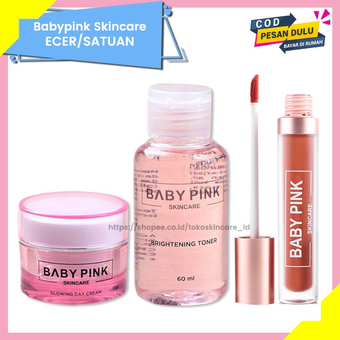 Glowing Day Cream &amp; Brightening Toner &amp; Babylip Nude Love Baby Pink Skincare Original BPOM