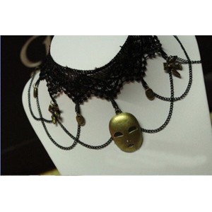 kalung choker gothic lolita renda topeng rantai hitam