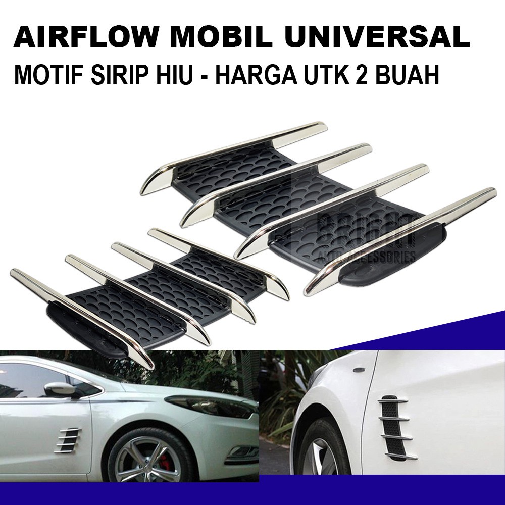 X333 | 2 Pcs Side Vent Air Flow Side Vent Stiker Sirip Body Samping Mobil Universal