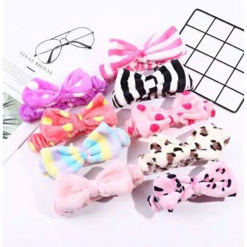 HEADBAND BIG BOW RIBBON Bandana Pita Besar Bando Mandi