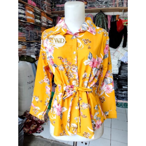 VASHI BLOUSE // ATASAN WANITA TOP BUNGA WOLFIS // SERUT RING PINGGANG WD-090