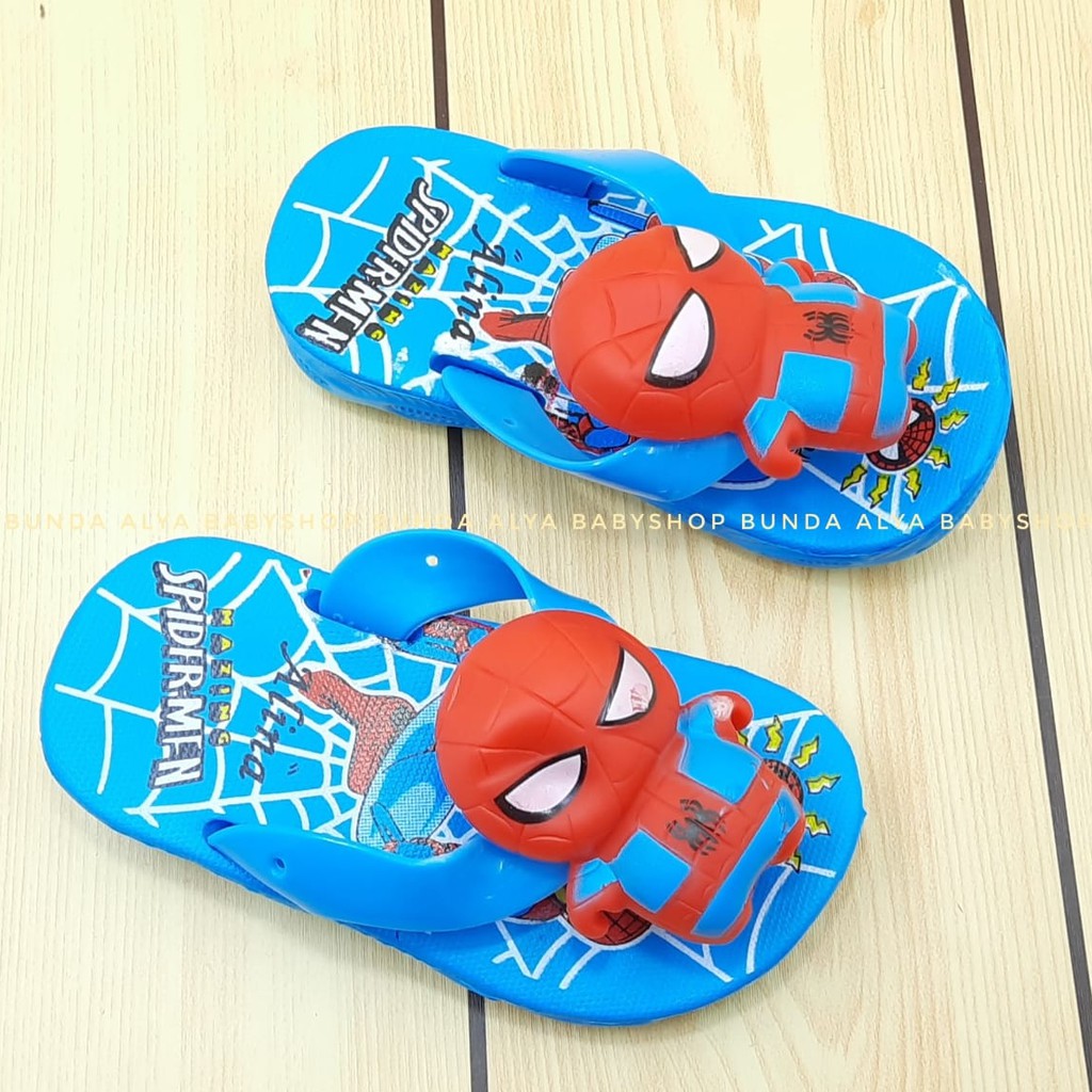 Sandal Anak Laki Jepit IMPORT Usia 1 2 3 Tahun Size 24 - 29 BIRU MUDA - Sendal Anak Cowok Superhero Karet Anti Licin